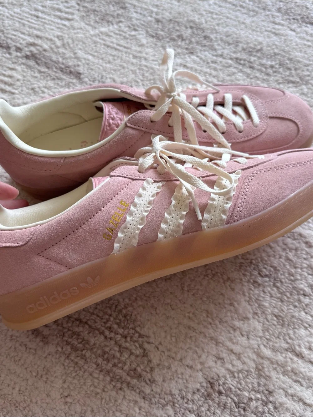 Adidas Originals Gazelle Indoor Sneakers With Ruffle Detail in Pink Ballerina
